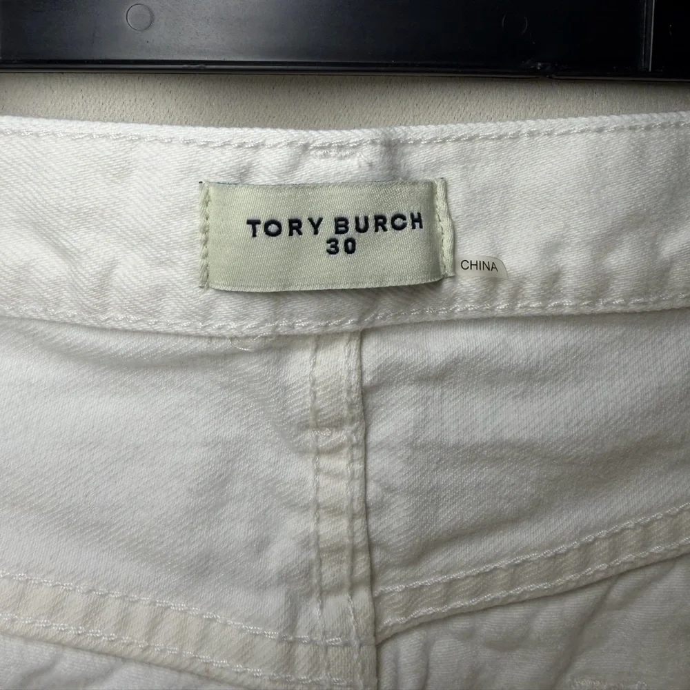 Tory Burch White‎ Raw Hem Cropped Denim Jeans Size 30